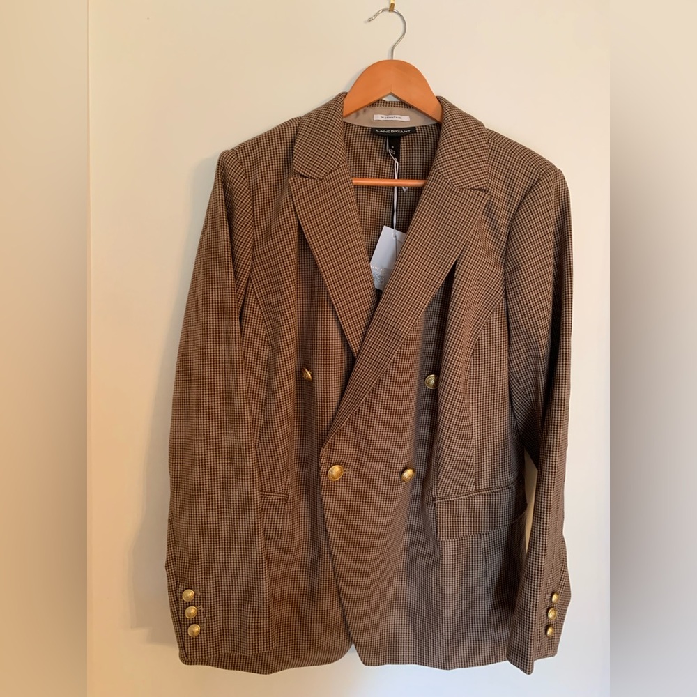Lane Bryant Checkered Blazer in Brown size 18